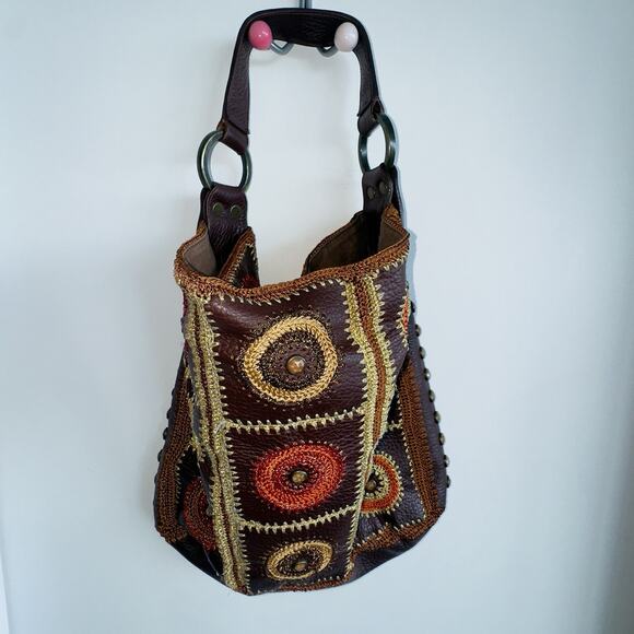 Y2K Isabella Fiore Carina Jeweled Crocheted Hobo Shoulder Bag Handbag Boho Chic - Picture 11 of 11